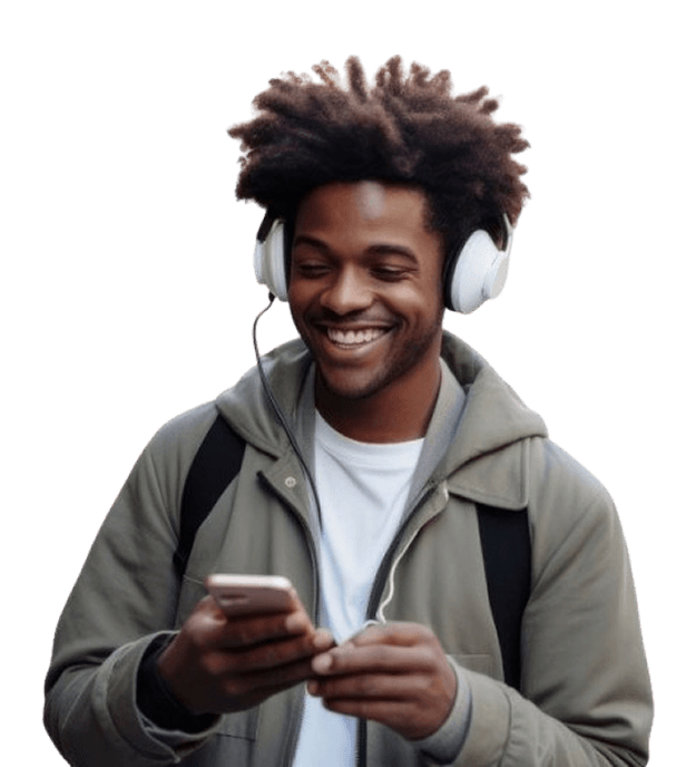 Smiling guy with headphones